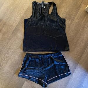 NWT Steve Madden Black Leopard Print Pajama Set